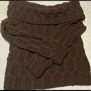 Off-shoulder cable knit sweater